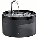 Fuente para Gatos: Bebedero Gatos- 2L Fuente Gatos - Fuente de Agua para Gatos - Fuente Agua Gatos - Fuente Gato - Forma de Grifo - Súper Silenciosa - para Múltiples Mascotas - Negro - GIOTOHUN