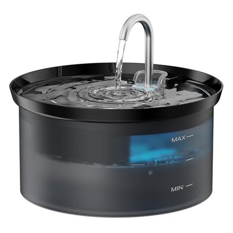 BMDSAE Fuente para Gatos, Fuente de Agua de Mascotas con Bomba Ultra Silenciosa, Filtro de Carbono Activado Mantenga el Agua Limpia, Capacidad de 2.5L, Diseño de Grifo