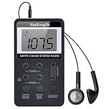 COVVY Radio Pequeña Portatil, Mini Radio de Bolsillo Pocket Am/FM 2 Bandas de Radio Estéreo DSP Digital Tuning Receptor con Pantalla LCD USB Recargable y Auricular para Caminar