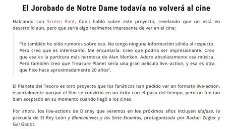 ¿EL LIVE-ACTION DE EL JOROBADO DE NOTRE DAME SIGUE EN PIE ?