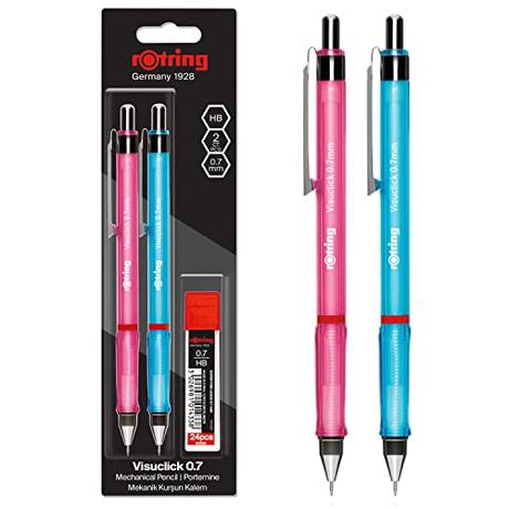 Rotring 2102711 Visuclick portaminas, Color Rosa/Azul, Juego de 26 piezas