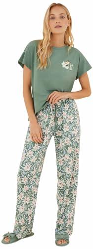 Women'secret Pijama Largo 100% algodón Snoopy Juego, Verde cacigo Oscuro, XL para Mujer
