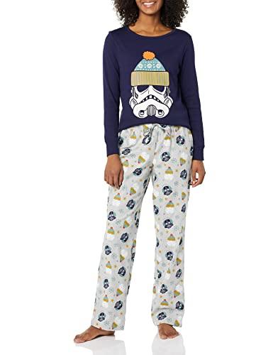 Amazon Essentials Disney | Marvel | Star Wars Conjunto de Pijama en Franela Mujer, Star Wars Winter - Womens, L