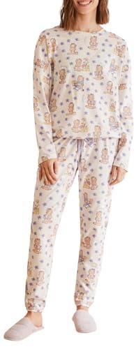Women'secret Pijama 100% algodón Garfield Juego, Whisper White, M para Mujer