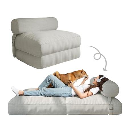 VILAVI Sofa Cama Plegable, Sofa Cama para Espacio Pequeño, Sillon Cama 1 Plaza, Puff Cama, Sofa Chaise Longue (Poliéster)