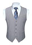 HISDERN Chalecos Gris para Hombre de Vestir Formal de Fiesta de Boda Chaleco Traje Hombre Elegantes Casual Clásico Negocio con Bolsillos S
