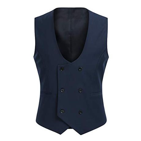 Allthemen Chaleco de Hombre Chaleco de Vestido Doble Botonadura Chaleco de Hombre Western con Cuello Redondo para Negocios