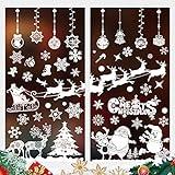 Pegatinas Navidad Ventanas Cristal, Vinilo Feliz Navidad para Ventanas Copo de Nieve Pegatina de Ventana, Reutilizable Adhesivos de Ventana de Navidad Invierno Decoración Casa Interior para Vidrio