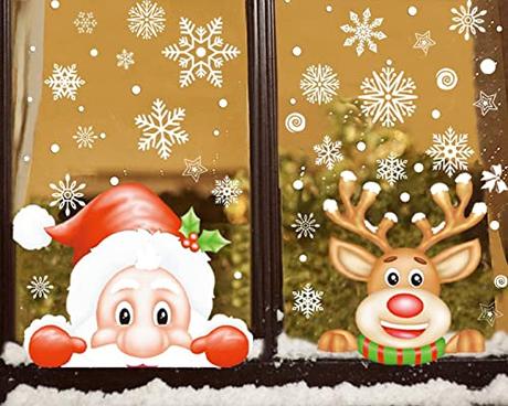 Pegatinas Navidad para Ventanas adornos navideños Pegatina Copo de Nieve Navidad Decoración de Navidad para Ventana de Casa y Tienda Pegatinas Navidad para Ventanas Navidad Pegatina de Pared
