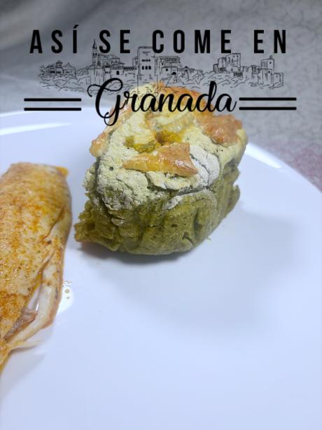 Pan sin gluten de espinacas relleno de tomate y queso