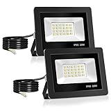 Realky Focos LED Exterior 2 Pcs, 20W IP65 Impermeable Foco Proyector LED, 24 LED 6000K Blanco Frío Floodlight para Casa, Garaje, Patio, Terraza, Campo