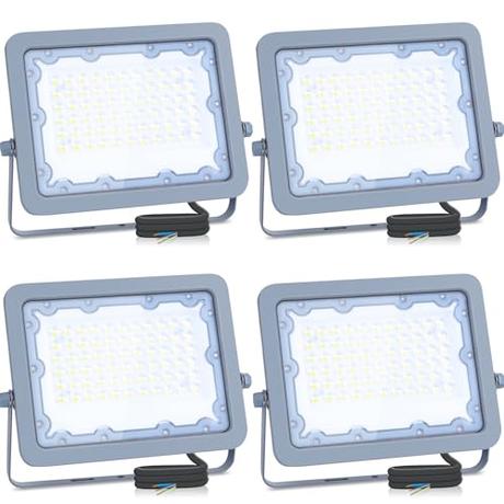 Aigostar Focos Led Exterior 4 piezas, 50W 6500K LED Floodlight Exterior, luz de inundación para exteriores de 4500LM a prueba de agua IP65 para patio, jardín, garajes