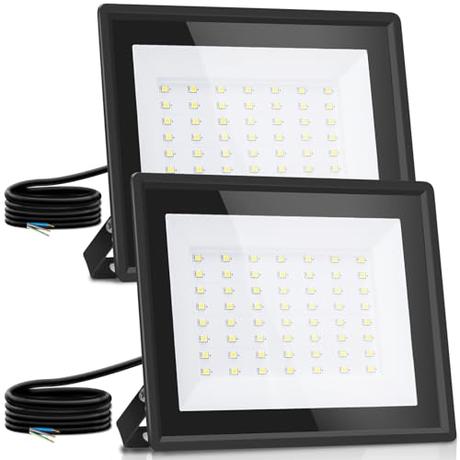 Aigostar Foco Led Exterior 50w 4300 lúmen,Luz led Exterior Impermeable IP65,Proyector LED Exterior & Interior Blanco Natural 4000 K para Jardín,Patio,Garaje,Parque 2 piezas