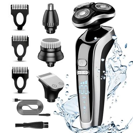 Pwaliffury Afeitadora electrica hombre, maquina de afeitar Wet Dry, Maquina de Afeitar con Pantalla LED, afeitadoras para Afeitar Barba, Recortar Cabello,Vello Corporal, Limpiar Cara