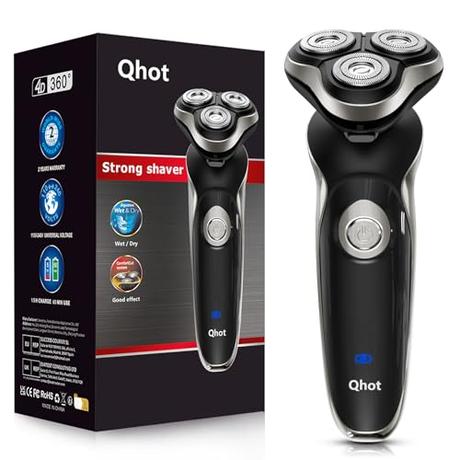 Qhot Afeitadora eléctrica para hombres, afeitadoras eléctricas para barba y rostro de hombres 3 en 1, afeitadoras rotativas para uso en seco y húmedo (S3)