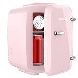 YASHE Mini Nevera, 4L Comética Pequeña Nevera para Dormitorio, CA 220V/ CC 12V para Coche, Enfriar y Calentar para Dormitorio, Portátil para Oficina, Escritorio (Rosa)