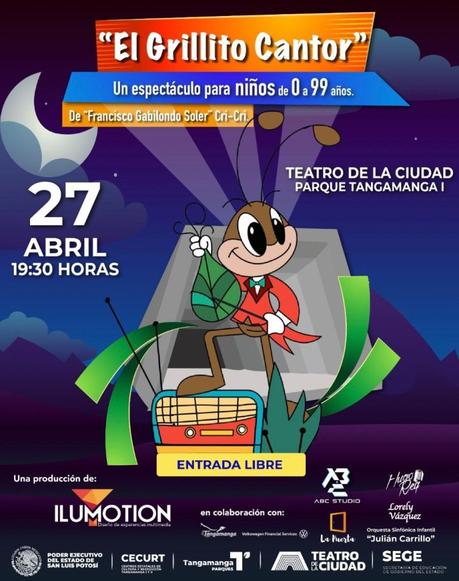 «El Grillito Cantor»: Un espectáculo musical gratuito para celebrar el Día de la Niña y el Niño en Tangamanga