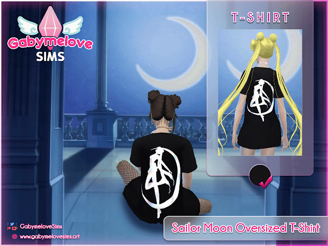 Sims 4 CC | Clothing: Sailor Moon Oversized T-Shirt  for women | UPDATED 2024