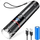 Blukar Linternas LED Alta Potencia, 12000LM Linternas LED Recargable con Impermeable & Zoomable, 5 modos Portátil Flashlight para Ciclismo, Camping, Montañismo, Emergencia