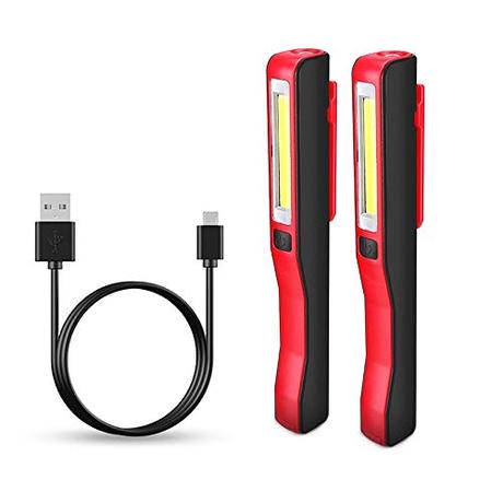 Gbivbe Linterna Taller Mecanico LED Recargable, Linterna de Trabajo con Clip MagnéTico, 2 Piezas Lámpara de Inspección para Emergencia, Auto, Cámping