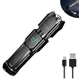 Linterna LED Recargable, Impermeable Alta Potencia Flashlight Linterna Táctica con 3 Modos, Enfoque Ajustable para Ciclismo Camping Montañismo