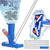 Aspirador de Piscina 143cm - 4 Postes de Aluminio Extraíbles, Cabezal Aspirador Estanque con Bolsa de limpieza, Cepillo para Limpiar Piscina Succión Fondo Mini Limpiador para Jacuzzi/Fuente Artificial