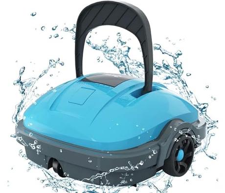 WYBOT Robot Limpiafondos Piscina Sin Cable, Motor Doble, Parada Automática, Aspiradora de Piscina Filtro Fino de 180 μm para Piscinas sobre/en el Suelo de hasta 50 m²