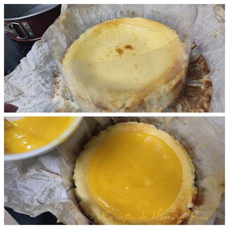 Tarta de queso y crema de maracuyá