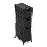 Versa Mannheim Mueble para el Baño Auxiliar, Cajonera con 3 cajones para organizar, Almacenaje Moderno y Divertido, Medidas (Al x L x An) 57 x 28 x 15,5 cm, Metal y Nylon, Color Gris Oscuro
