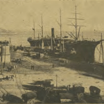 Muelle de Albareda y estación de ferrocarril de Santander a Bilbao