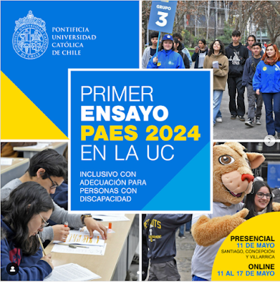 Se comparte invitación para participar de los ensayos PAES de la Pontificia Universidad Católica de Chile. Se comparte invitación para participar de los ensayos PAES de la Pontificia Universidad Católica de Chile.
