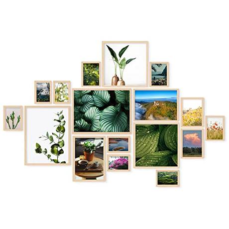 edihome, Marcos de Fotos Multiples, 17 Fotos, Collage de Fotos, Blanco, Negro o Marron, Madera MDF, Lamina Acrilica, Galeria de Imagenes, Decoracion Hogar (Marron)