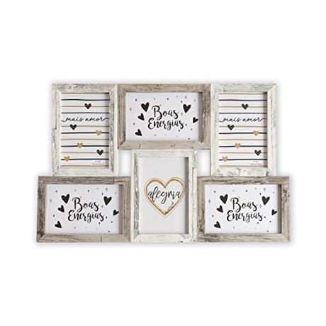 Marcos de Fotos Multiple de Madera para Pared - 6 Fotos 10x15 cm (Retro)