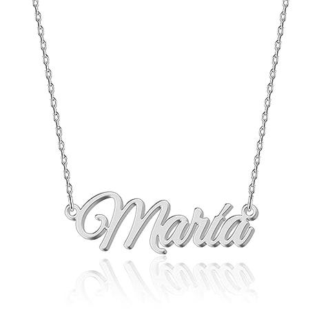 UMAGICBOX Collar de Plata Personalizado con Nombre María - Colgante de Acero Inoxidable Grabado a Medida para Mujeres - Regalo para Cumpleaños, Aniversarios, Graduaciones y Día de San Valentín
