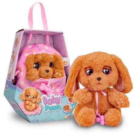 BABY PAWS Sleeping Puppies Cocker- Peluche Interactivo con Sonidos que Abren y Cierran los Ojitos e Incluyen una Bolsita-Manta-Regalo óptimo para Niños y Niñas +3 Años
