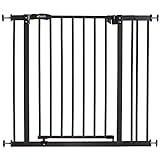 Hauck Puerta de seguridad para escalera/puerta Close N Stop incluye extensión de 9 cm, para anchuras de 84 a 89 cm, sin taladrar, se abre con una mano, gira por ambos lados, metálica, negra