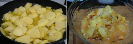 Tortilla de patatas rellena de jamón y queso