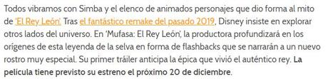 Primer tráiler de ‘Mufasa: El Rey León’, la nueva apuesta de Disney