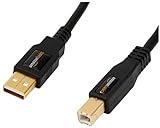 Amazon Basics - Cable USB-A 2.0 macho a USB-B macho con conectores dorados para impresora (1.8 m), Negro