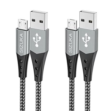 SIZUKA Cable Micro USB,[2Pack 2M] Carga Rápida Android Cable Android Nylon Movil Cables Cargador Compatible con Samsung S7/S6/S5/J7, Sony, Xiaomi,Huawei, HTC, Motorola, Nexus, LG, PS4, Kindle