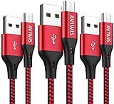 AVIWIS Cable micro USB [3 unidades de 2 M] Nylon Micro USB Carga Rápida Alta Velocidad Android Teléfono Móvil Cable de Carga Compatible para Samsung Galaxy S7/ S6/ J7/ Note 5, Huawei, Wiko, Nexus,