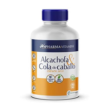 Pharma & Vitamins - Alcachofa y cola de caballo- 180 Cápsulas- 3 meses- Ayuda a la retención de líquidos y favorece la digestión.