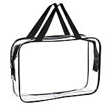 MUNSKT Bolsa de mano transparente, grande, impermeable, transparente, bolsa de aseo grueso con cremallera, organizador de cosméticos, almacenamiento de playa, accesorio de viaje, Transparent, Informal