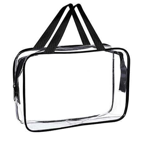 MUNSKT Bolsa de mano transparente, grande, impermeable, transparente, bolsa de aseo grueso con cremallera, organizador de cosméticos, almacenamiento de playa, accesorio de viaje, Transparent, Informal