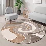 Highdi Alfombras Redondas, Tapete Redondo Antideslizante, Luxury Lujo Alfombra de Área Redonda Grande para Salón, Sofá, Mesa de Café, Estudio, Comedor, Dormitorio, Oficina (Caqui,120cm)