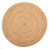 LOLAhome Alfombra rústica Redonda Beige de Fibra Natural de Ø 100 cm
