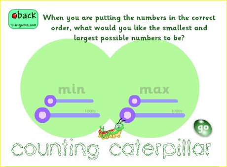 Counting Caterpillar, juego de ordenar números. Imprimibles