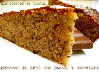 Bizcocho de nata con nueces y chocolate para Triana