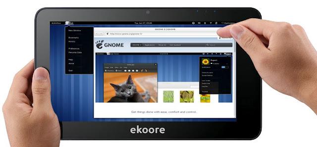 La tablet Ekoore Python S con tres sistemas operativos Windows 7, Ubuntu y Android 4