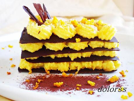 Mil hojas de chocolate con crema de naranja